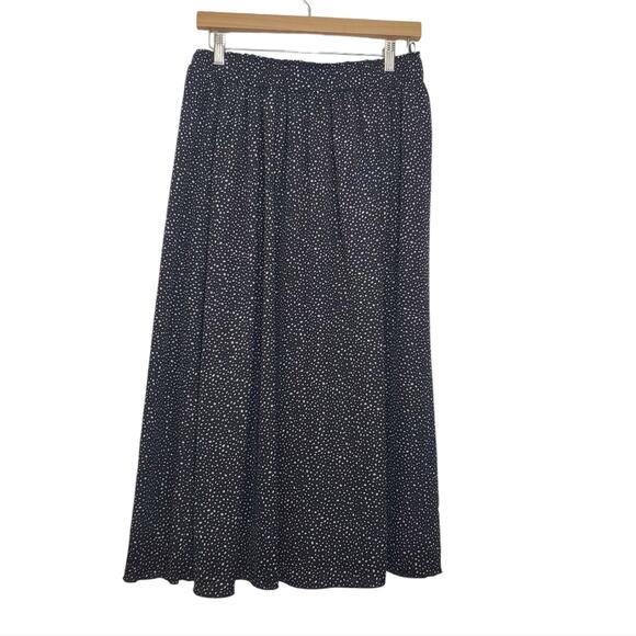 Polka-dot High-Rise Flowy Midi Ankle Skirt with Elastic Waist - Picture 1 of 7